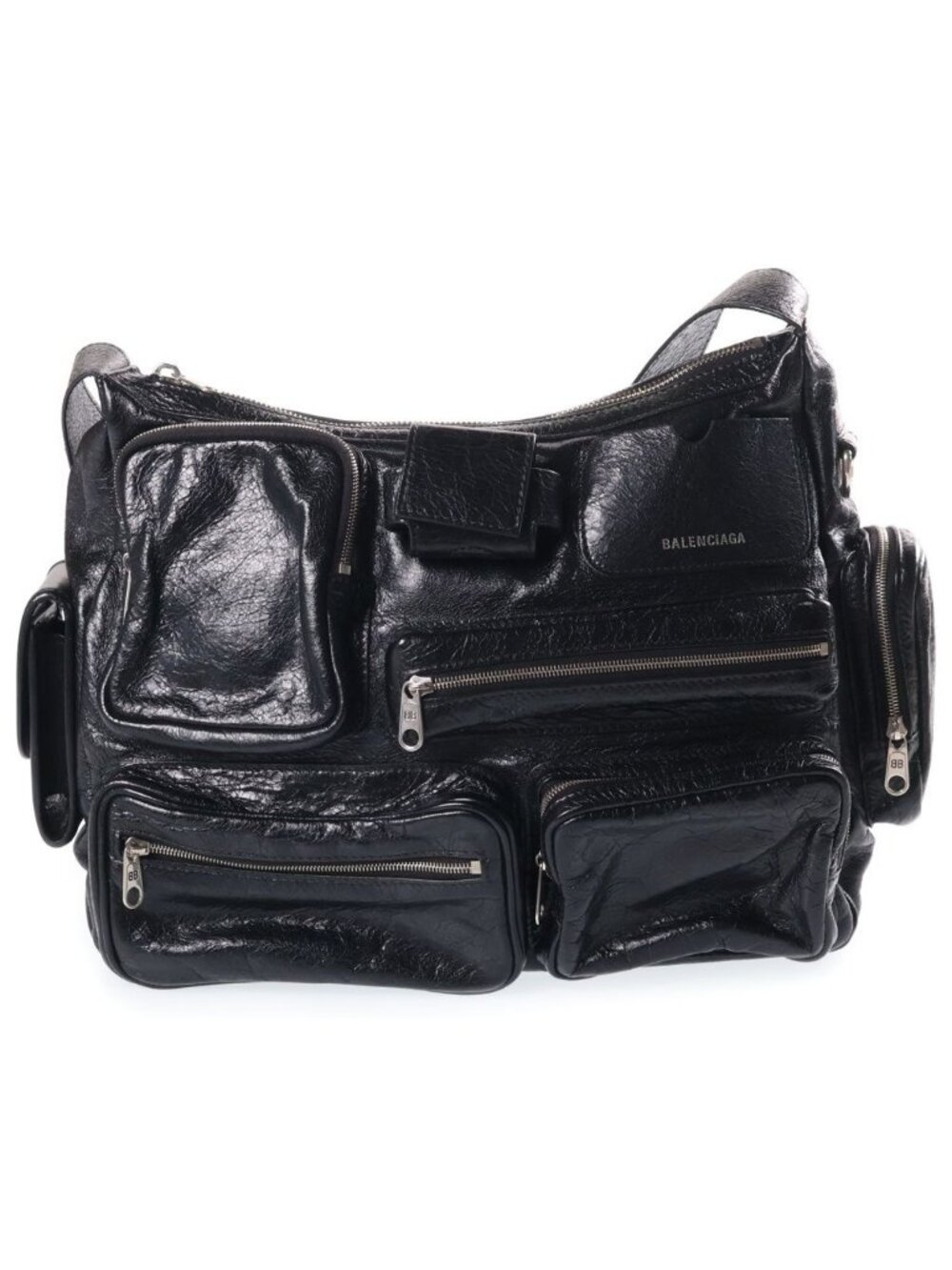 Balenciaga Super Busy Shoulder Bag Leather Black